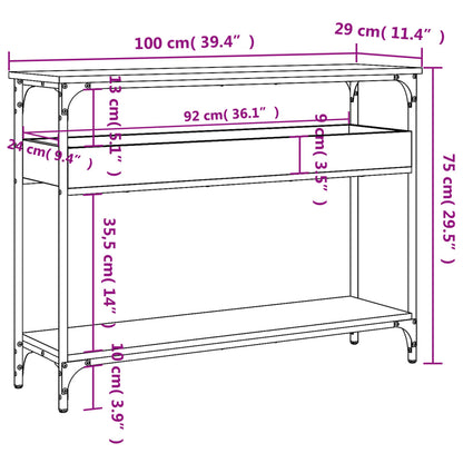 Console Table with Shelf Black 39.4"x11.4"x29.5" Engineered Wood