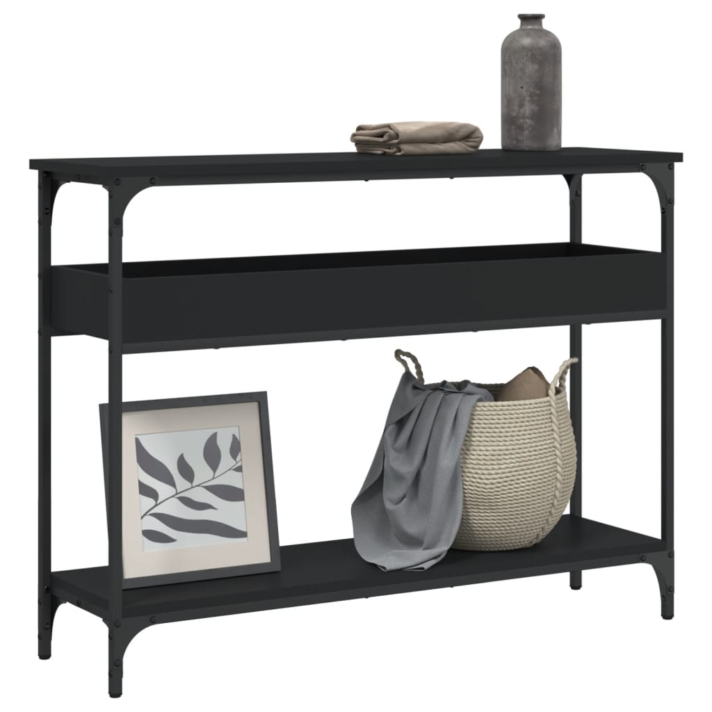 Console Table with Shelf Black 39.4"x11.4"x29.5" Engineered Wood