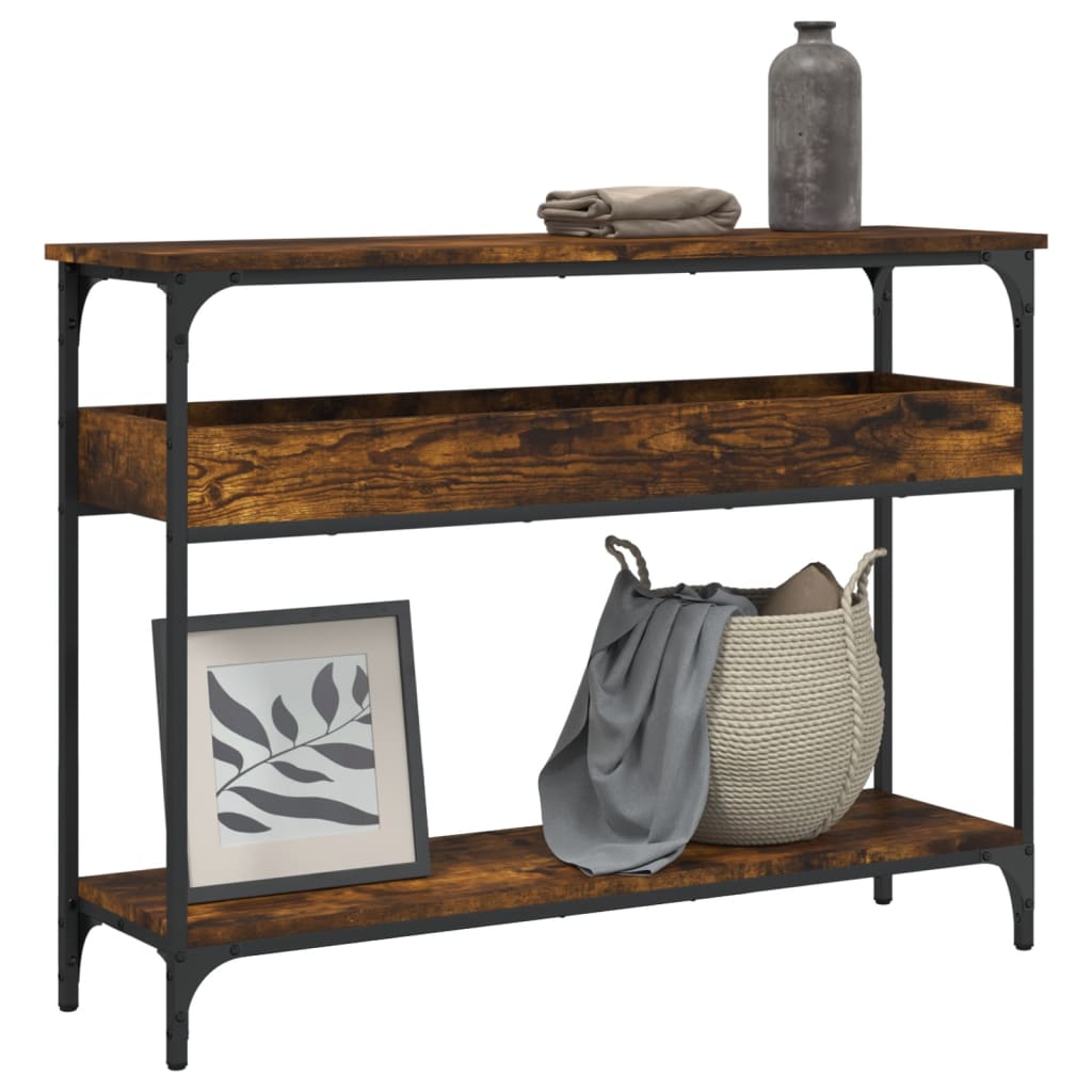 Console Table with Shelf Smoked Oak 100x29x75cm Engineered Wood
