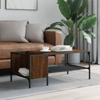 Coffee Table with Rack Brown Oak 100x51x40 cm Engineered Wood
