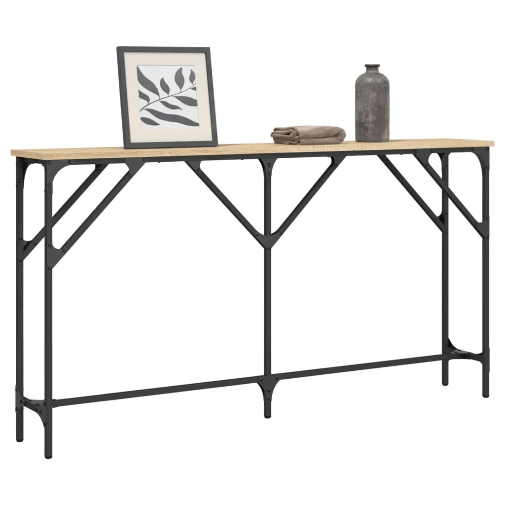 Console Table | Sonoma Oak | Engineered Wood, Metal | 140 x 23 x 75 cm