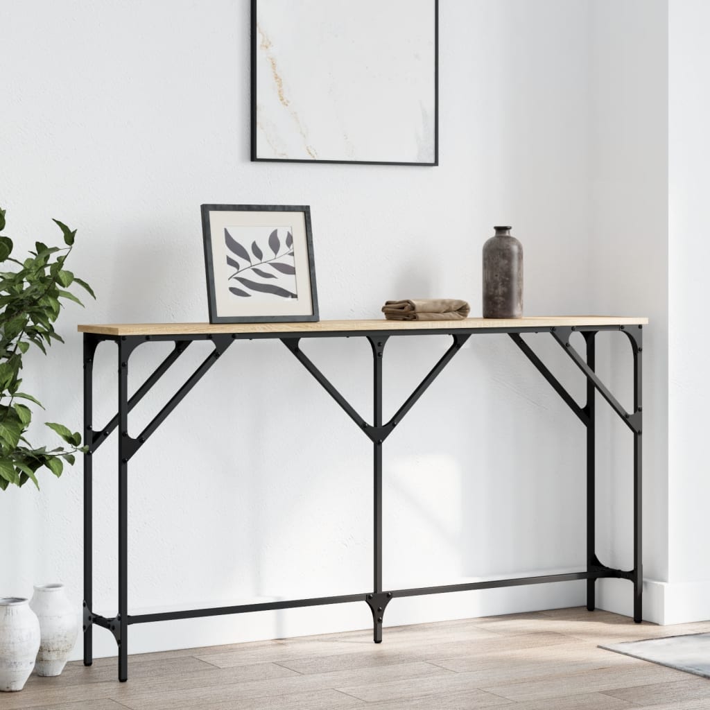 Console Table | Sonoma Oak | Engineered Wood, Metal | 140 x 23 x 75 cm