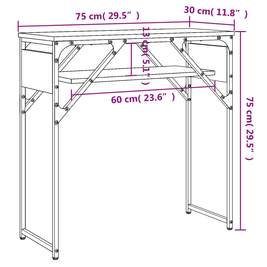 Console Table with Shelf Black 29.5"x11.8"x29.5" Engineered Wood