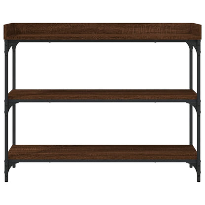 Console Table with Shelves Brown Oak 100x30x80 cm