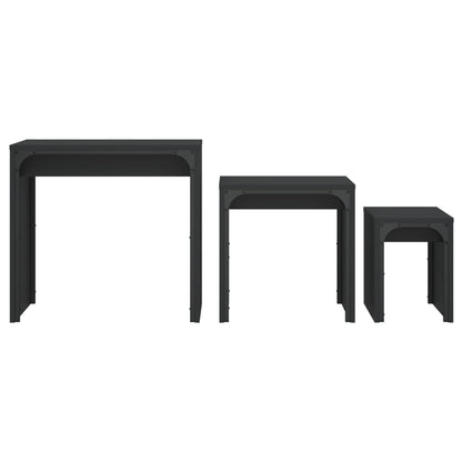 Nesting Coffee Tables 3 pcs Black Engineered Wood