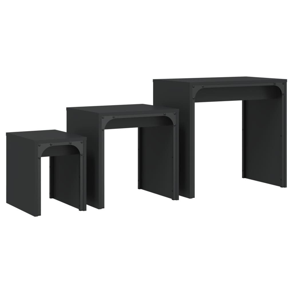 Nesting Coffee Tables 3 pcs Black Engineered Wood