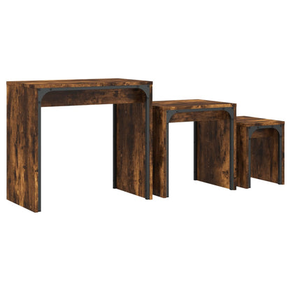 Nesting Coffee Tables 3 pcs Smoked Oak Engineered Wood