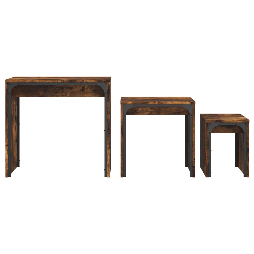 Nesting Coffee Tables 3 pcs Smoked Oak Engineered Wood