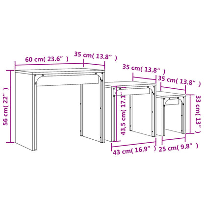 Nesting Coffee Tables 3 pcs Smoked Oak Engineered Wood