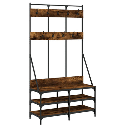 Clothes Rack with Shoe Storage Smoked Oak 100x40x184 cm