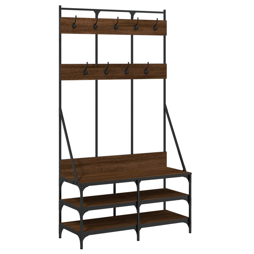 Clothes Rack with Shoe Storage Brown Oak 100x40x184 cm