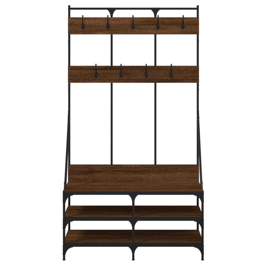 Clothes Rack with Shoe Storage Brown Oak 100x40x184 cm