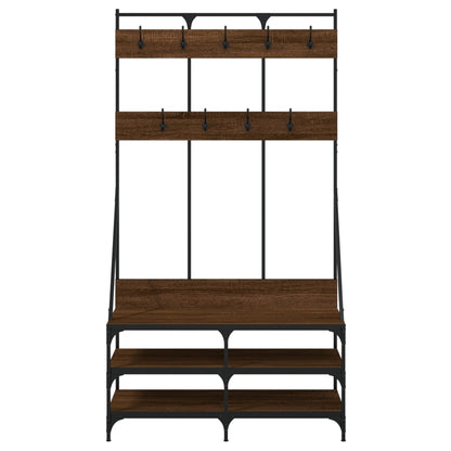 Clothes Rack with Shoe Storage Brown Oak 100x40x184 cm
