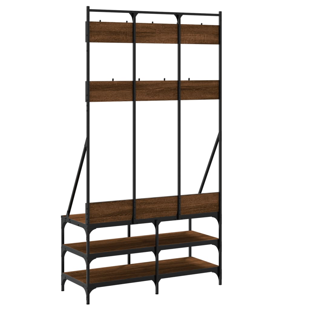Clothes Rack with Shoe Storage Brown Oak 100x40x184 cm