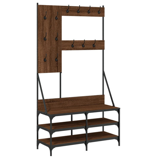 Clothes Rack with Shoe Storage Brown Oak 100x40x184 cm