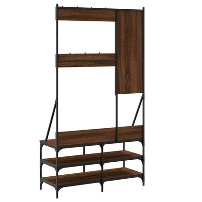 Clothes Rack with Shoe Storage Brown Oak 100x40x184 cm