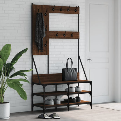 Clothes Rack with Shoe Storage Brown Oak 100x40x184 cm