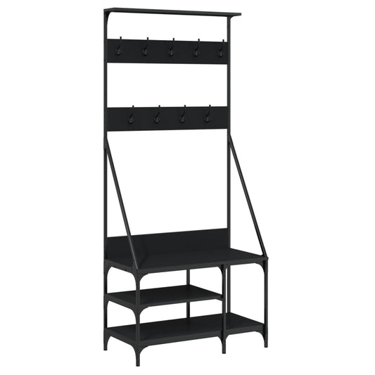Clothes Rack with Shoe Storage Black 80x40x184 cm