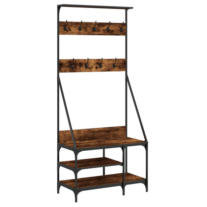 Clothes Rack with Shoe Storage Smoked Oak 80x40x184 cm