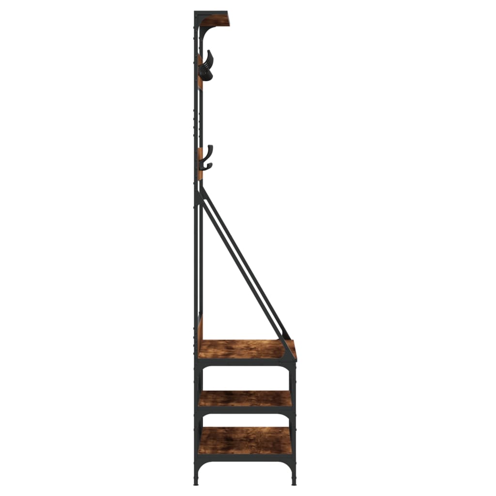 Clothes Rack with Shoe Storage Smoked Oak 80x40x184 cm