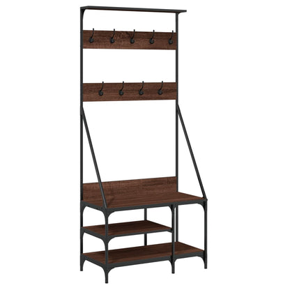 Clothes Rack with Shoe Storage Brown Oak 80x40x184 cm