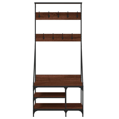 Clothes Rack with Shoe Storage Brown Oak 80x40x184 cm