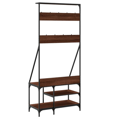 Clothes Rack with Shoe Storage Brown Oak 80x40x184 cm