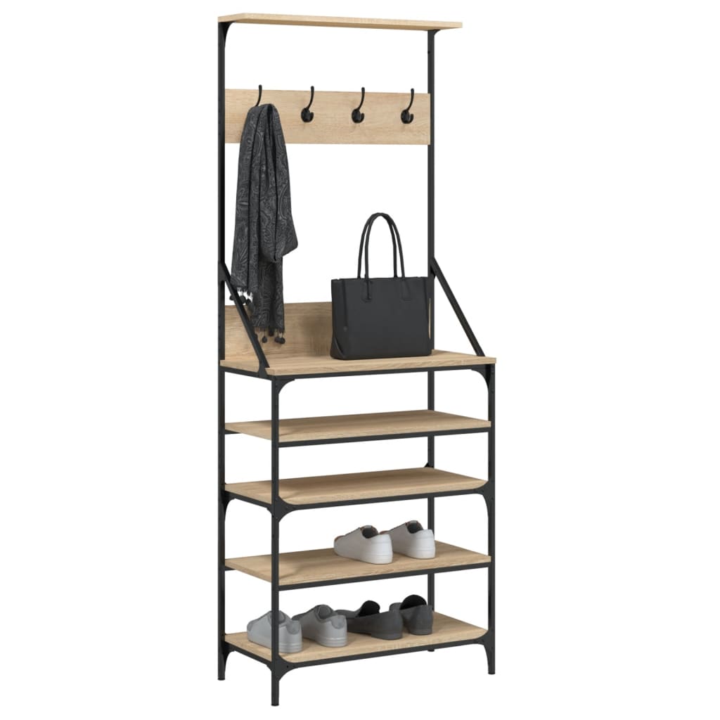Clothes Rack with Shoe Storage Sonoma Oak 70x34x184 cm