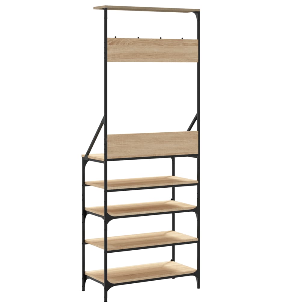 Clothes Rack with Shoe Storage Sonoma Oak 70x34x184 cm