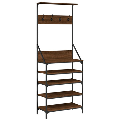 Clothes Rack with Shoe Storage Brown Oak 70x34x184 cm