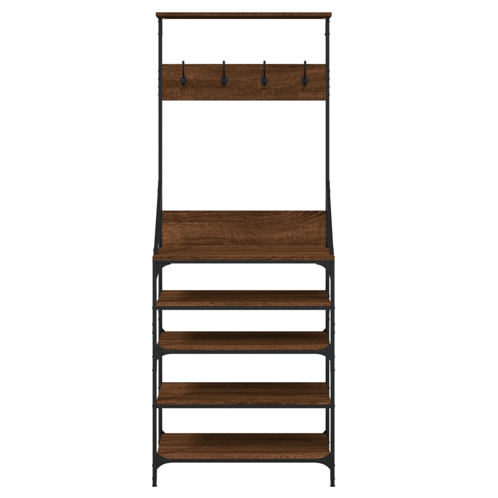 Clothes Rack with Shoe Storage Brown Oak 70x34x184 cm