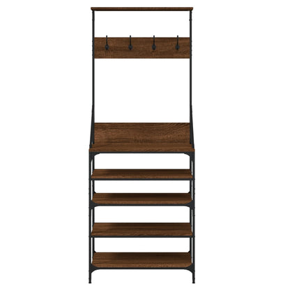 Clothes Rack with Shoe Storage Brown Oak 70x34x184 cm