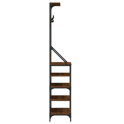 Clothes Rack with Shoe Storage Brown Oak 70x34x184 cm
