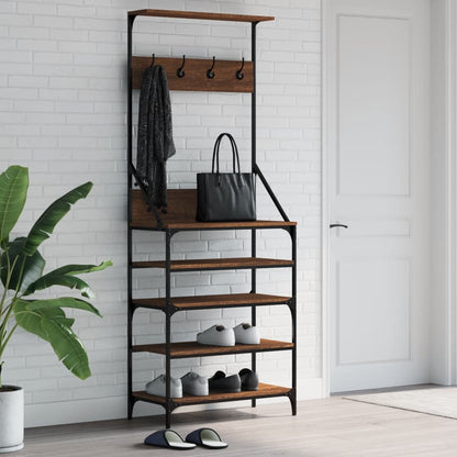 Clothes Rack with Shoe Storage Brown Oak 70x34x184 cm