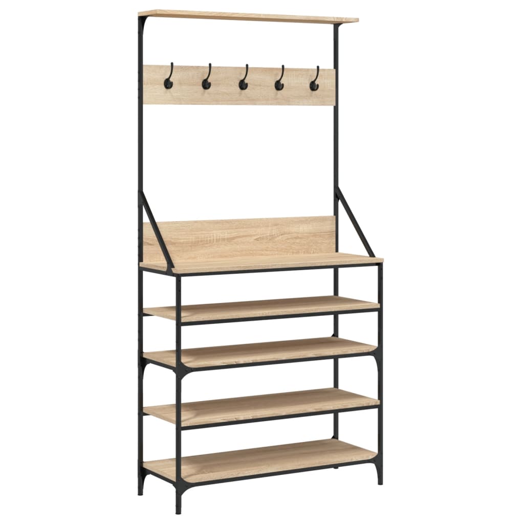 Clothes Rack with Shoe Storage Sonoma Oak 90x34x184 cm