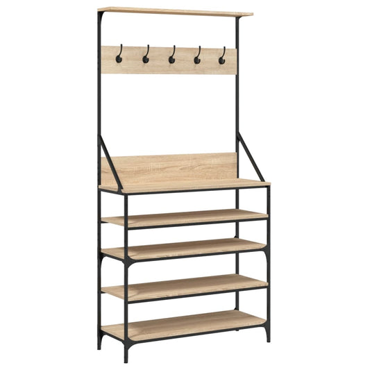 Clothes Rack with Shoe Storage Sonoma Oak 90x34x184 cm