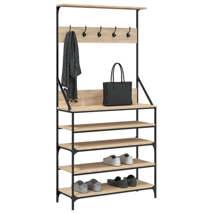 Clothes Rack with Shoe Storage Sonoma Oak 90x34x184 cm