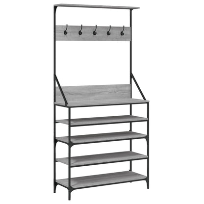 Clothes Rack with Shoe Storage Grey Sonoma 90x34x184 cm