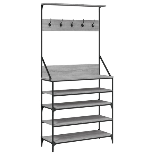 Clothes Rack with Shoe Storage Grey Sonoma 90x34x184 cm