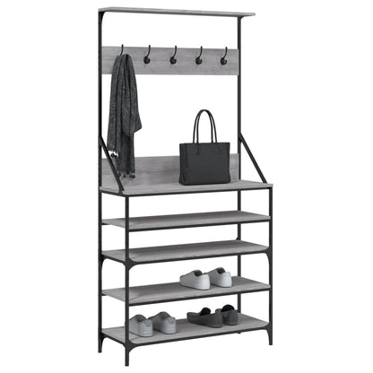 Clothes Rack with Shoe Storage Grey Sonoma 90x34x184 cm