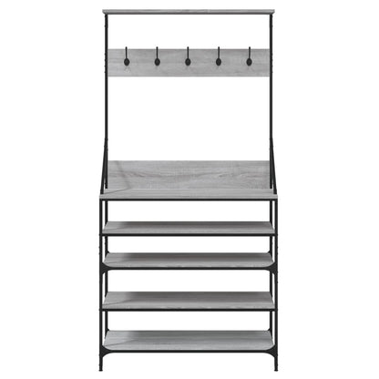 Clothes Rack with Shoe Storage Grey Sonoma 90x34x184 cm