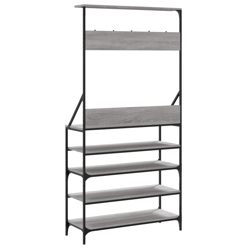 Clothes Rack with Shoe Storage Grey Sonoma 90x34x184 cm