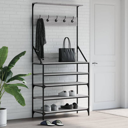 Clothes Rack with Shoe Storage Grey Sonoma 90x34x184 cm