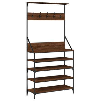 Clothes Rack with Shoe Storage Brown Oak 90x34x184 cm