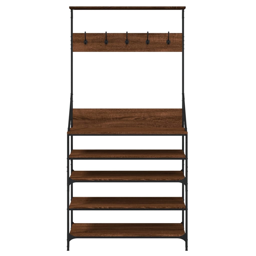 Clothes Rack with Shoe Storage Brown Oak 90x34x184 cm
