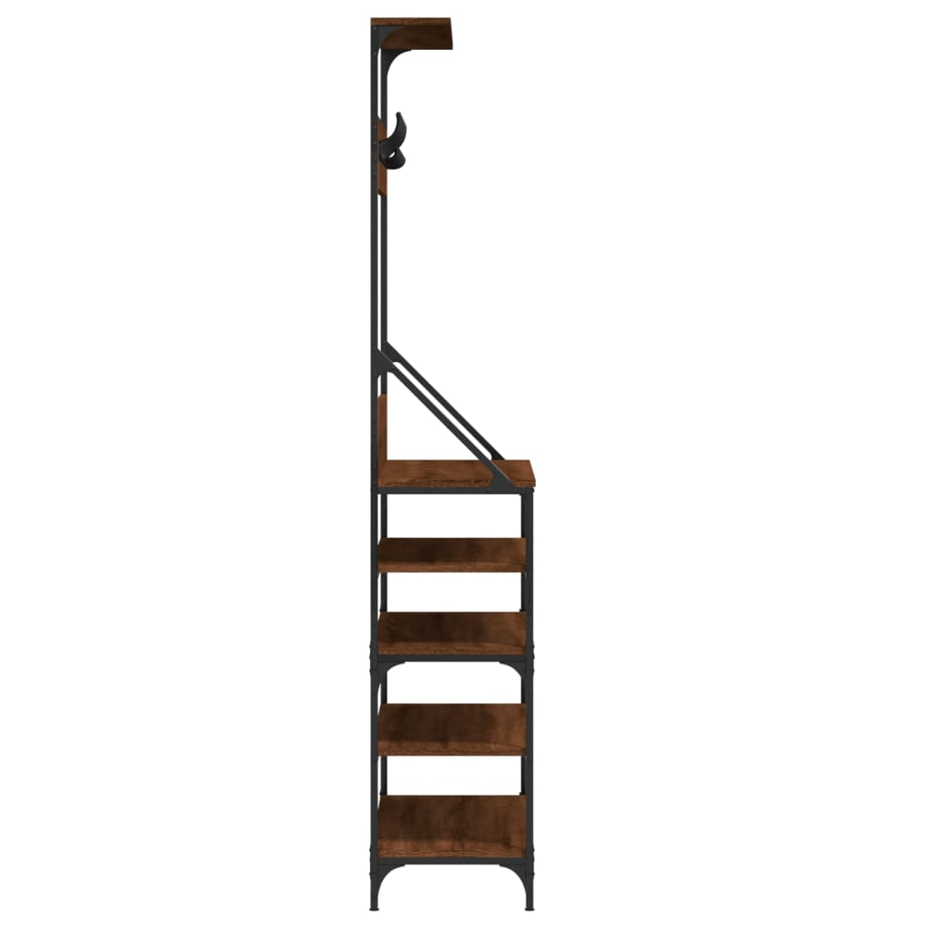 Clothes Rack with Shoe Storage Brown Oak 90x34x184 cm