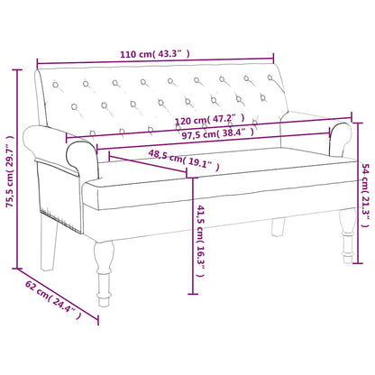 Bench with Backrest Dark Grey 47.2x24.4x29.7" Fabric