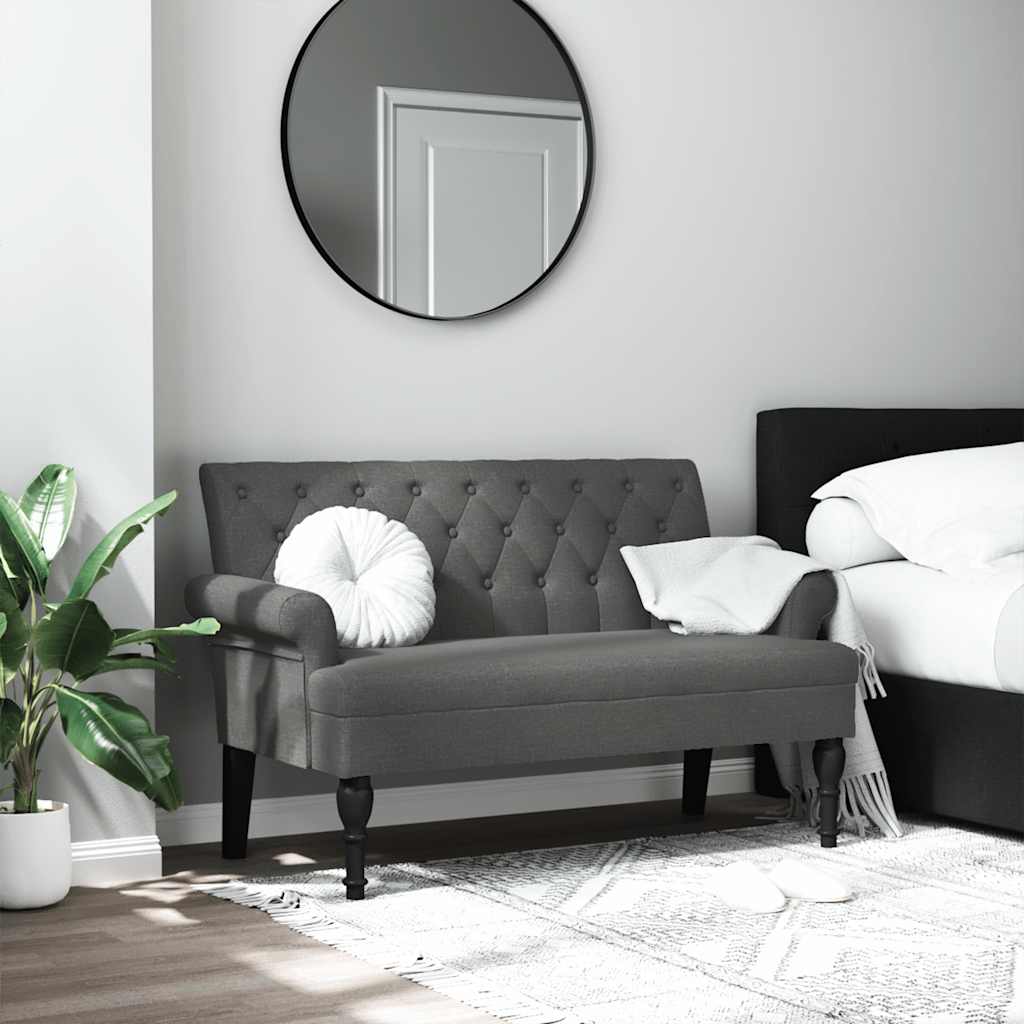 Bench with Backrest Dark Grey 47.2x24.4x29.7" Fabric