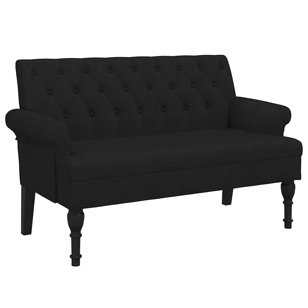Bench with Backrest Black 47.2x24.4x29.7" Fabric
