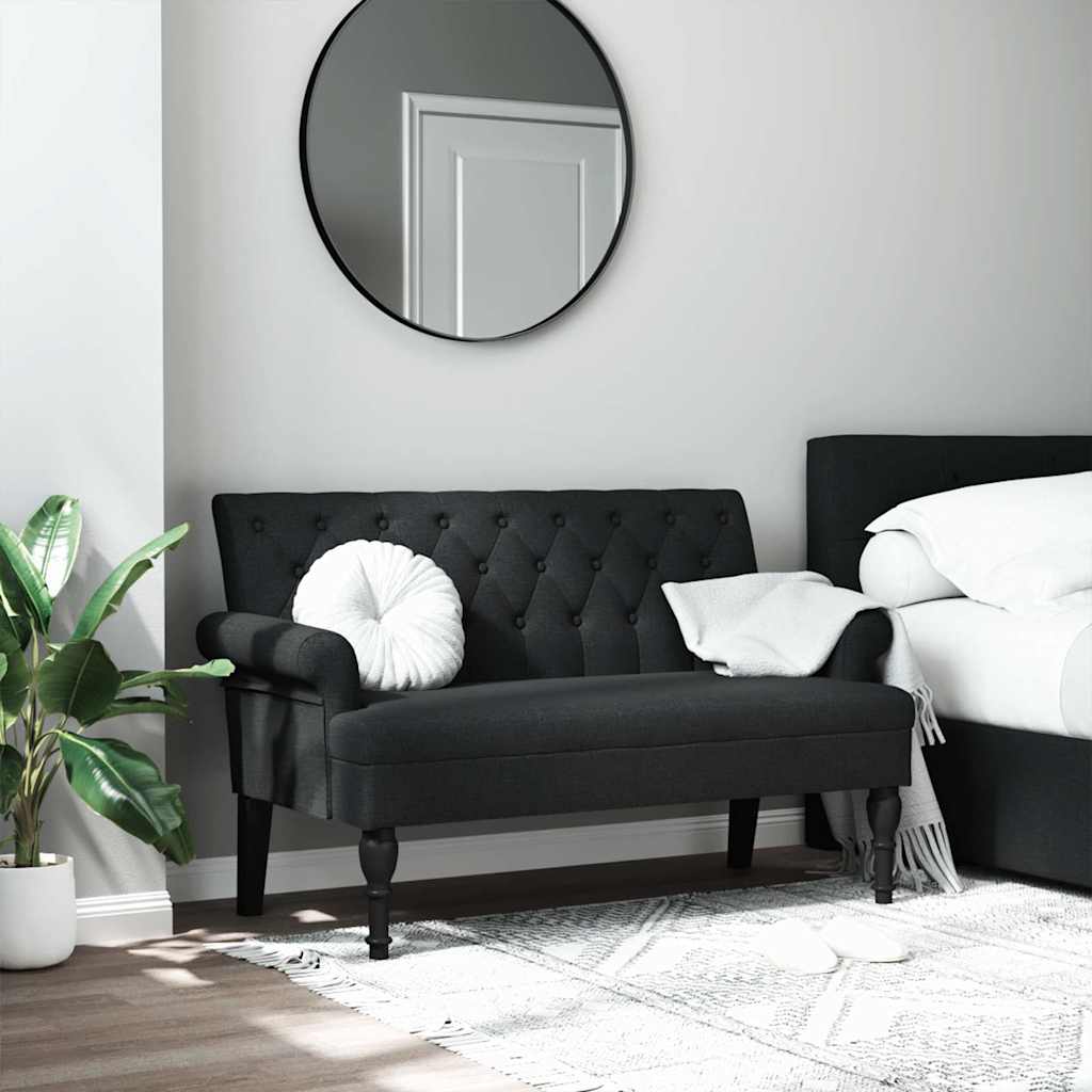 Bench with Backrest Black 47.2x24.4x29.7" Fabric